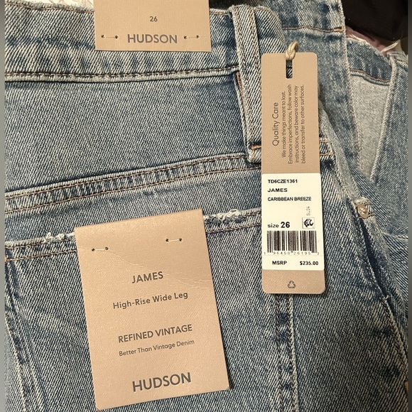 Hudson Jeans James Caribbean Breeze Women’s High Rise Wide Leg Blue Jeans Flare - Picture 5 of 9